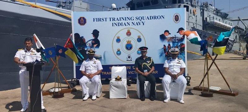 Arrival of Indian Navy’s first training squadron at Maputo
