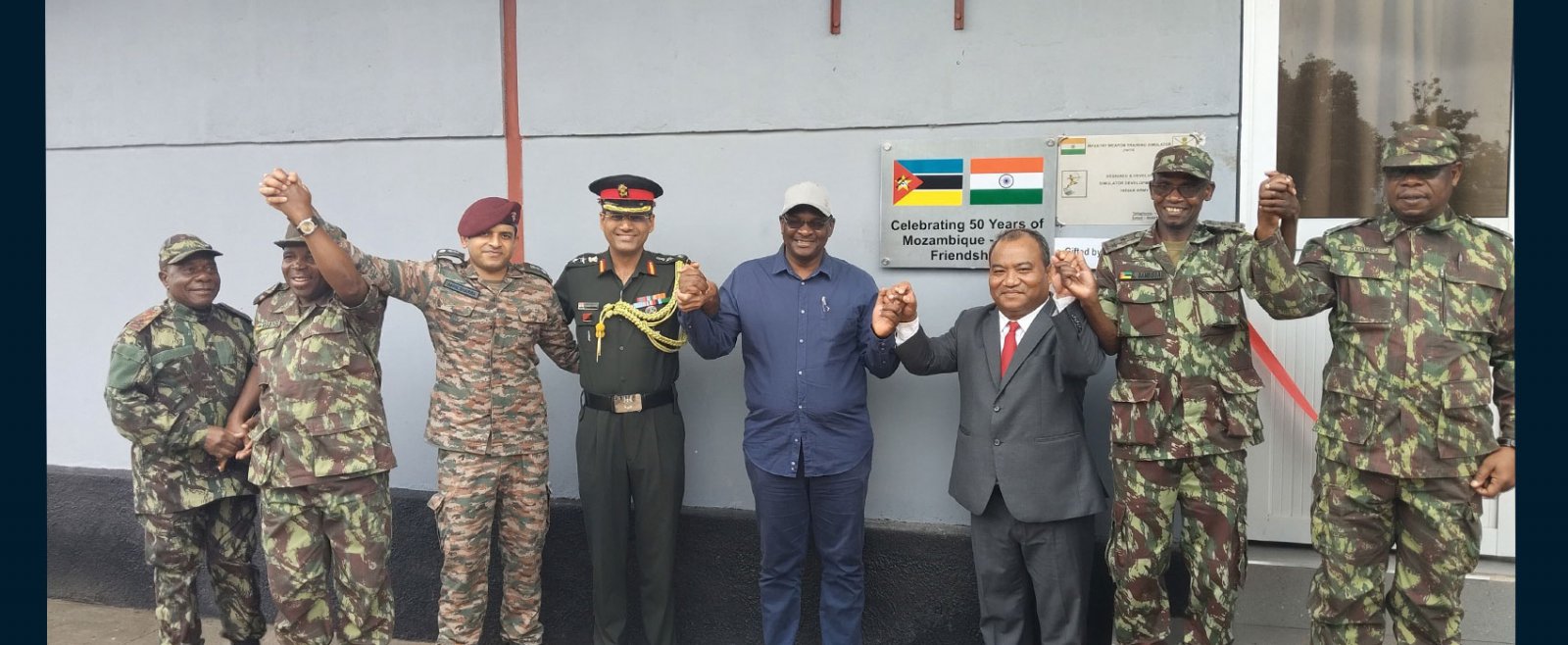 Permanent Secretary for National Defence and High Commissioner inaugurated GoI gifted Infantry Weapons Training Simulator at the Army Practicing School in Manhica (29 April 2025)