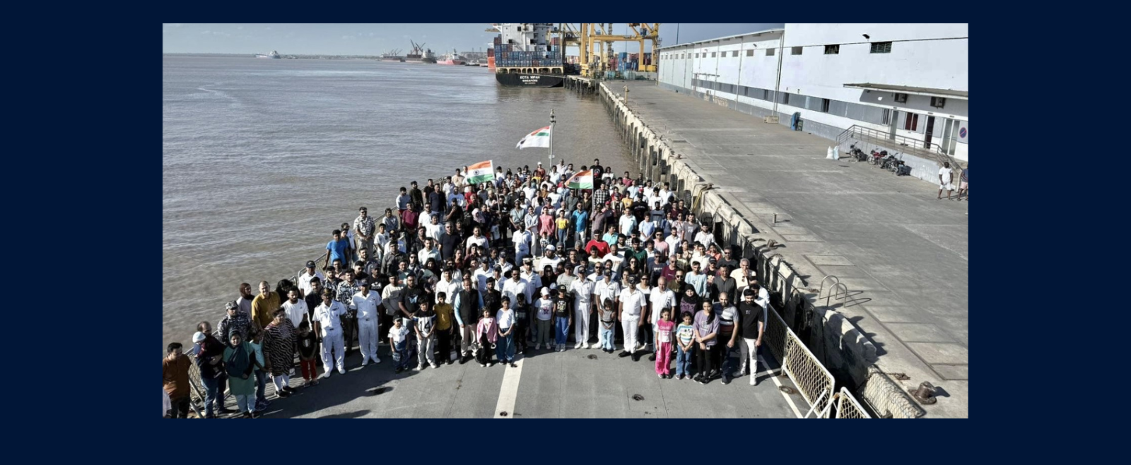 Indian community in Beira celebrated 150 years of Vande Mataram by singing the national song onboard Indian Naval Ship Savitri in Beira in central Mozambique (9 Nov 2025)