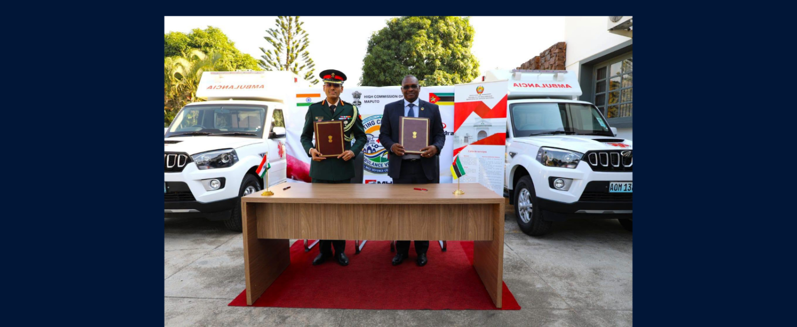 On the occasion of the 51st Independence Day of Mozambique, Government of India donated ambulances to the Ministry of National Defence of Mozambique (24 July 2026).
