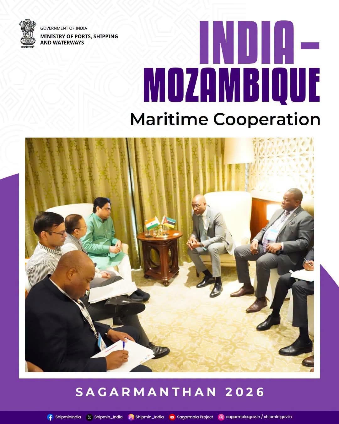 MOS for Ports, Shipping and Waterways with Minister of Transport and Logistics of Mozambique (8 Oct 2026)