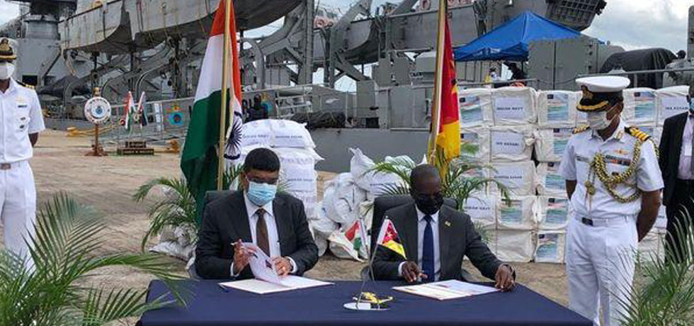 Defence Minister of Mozambique, H.E. Mr. Cristavao Chume, formally receives India's humanitarian assistance & Interceptor boats