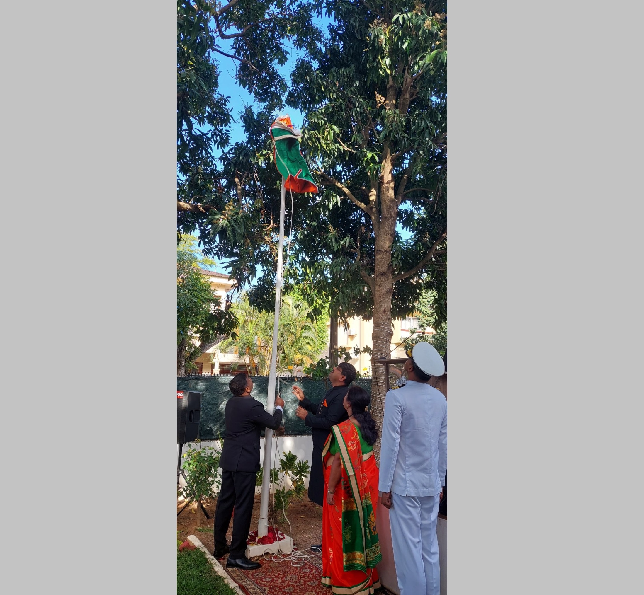 Flag hoisting ceremony at Chancery on 75th Independence Day
