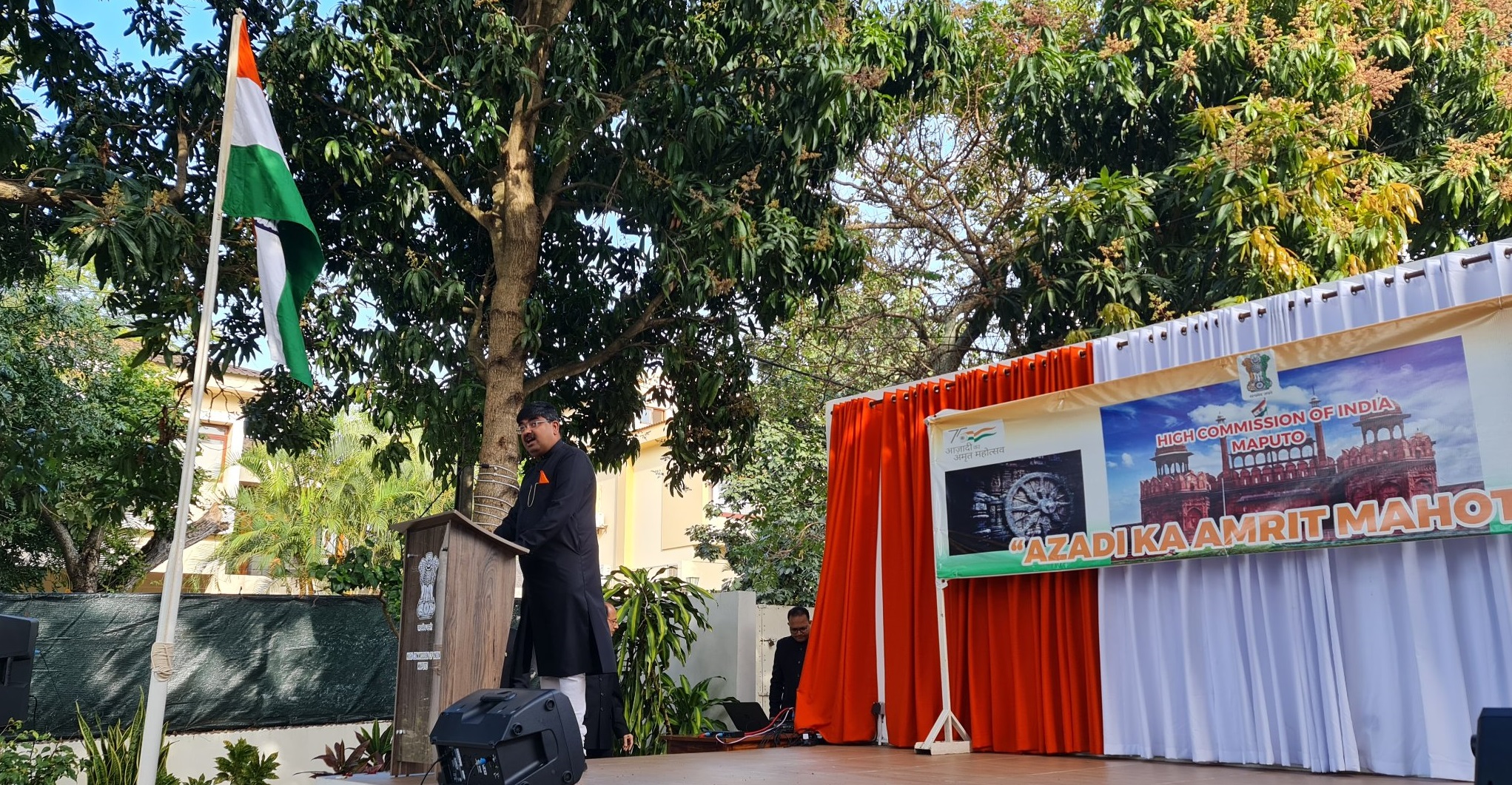 Flag hoisting ceremony at Chancery on 75th Independence Day