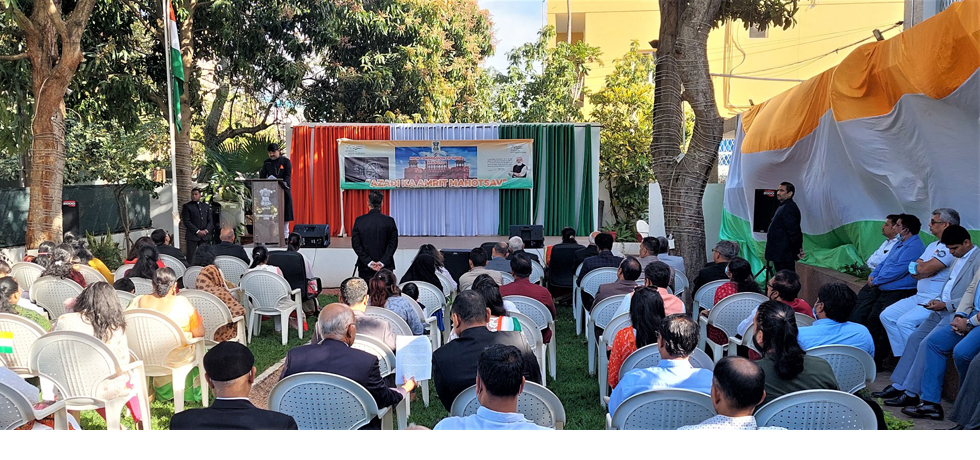 Flag hoisting ceremony at Chancery on 75th Independence Day