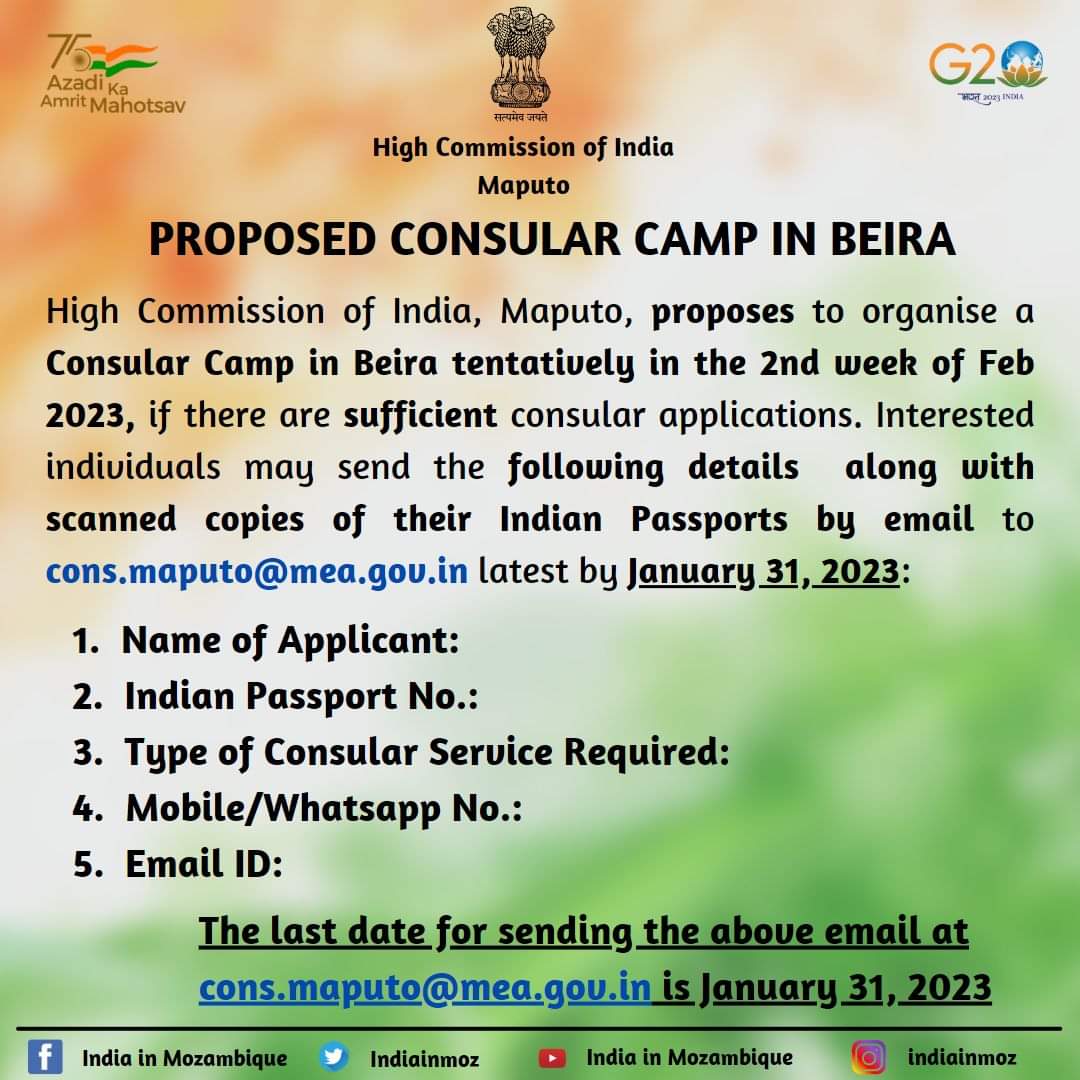 Proposed Consular Camp in Beira