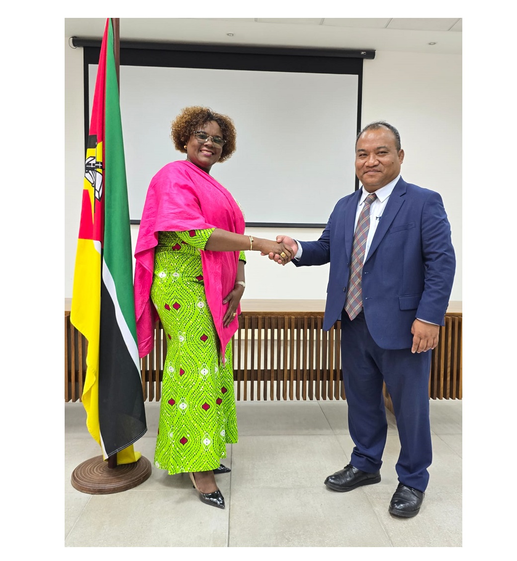 With H.E. Ms. Carmelita Namashulua, Minister of Education and Human Development (29 Feb 2024).