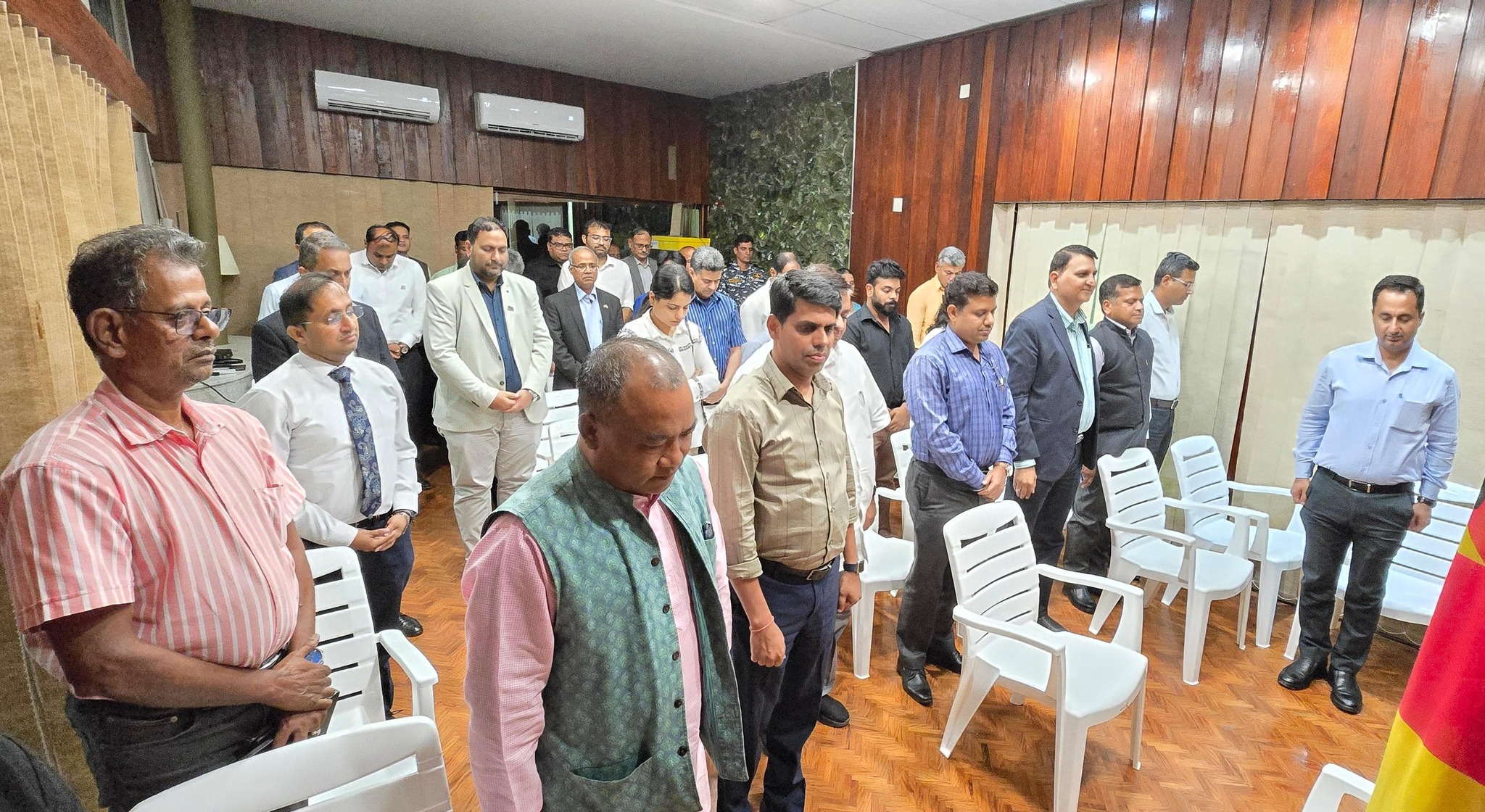 Indian community leaders observing a minute’s silence (30 April 2025)